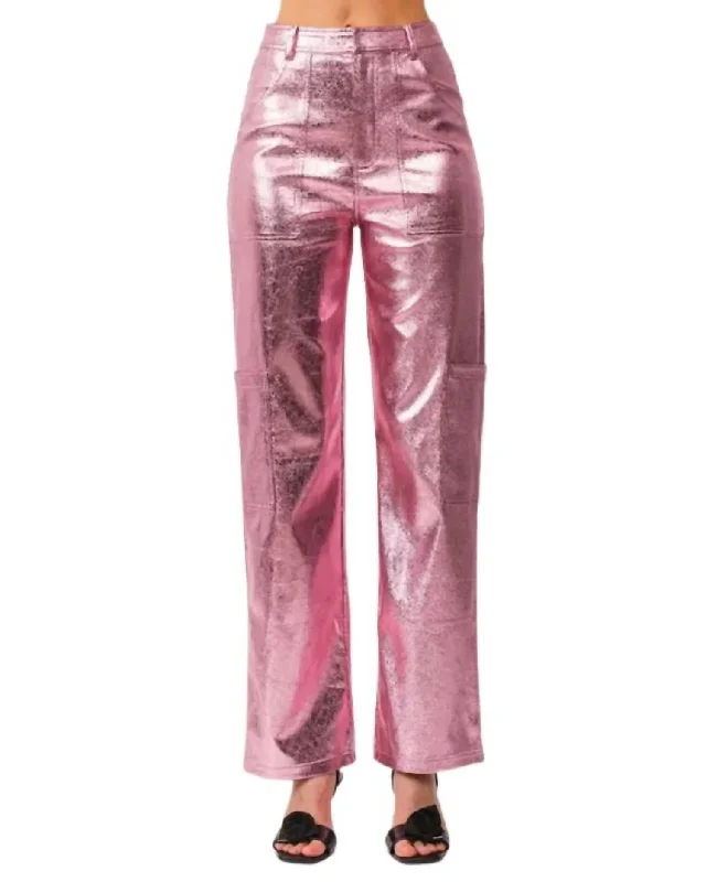 Versatile Items Gaia Shimmer Utility Pants In Rose Gold
