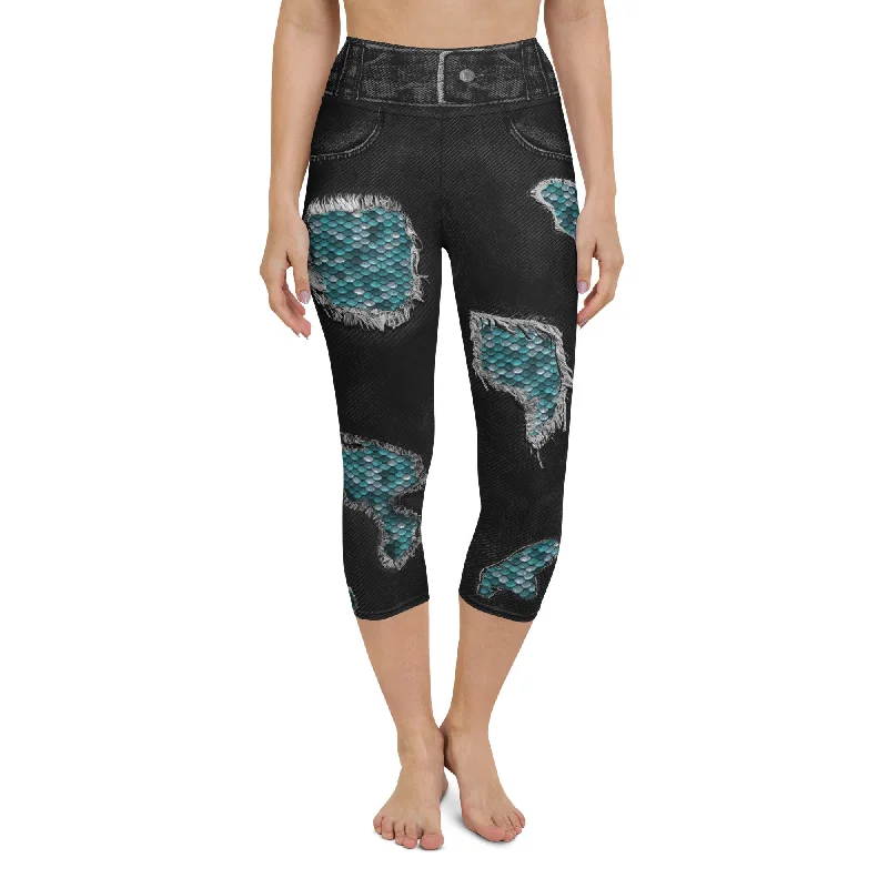 Multifunctional Style Mermaid Scales Yoga Capris