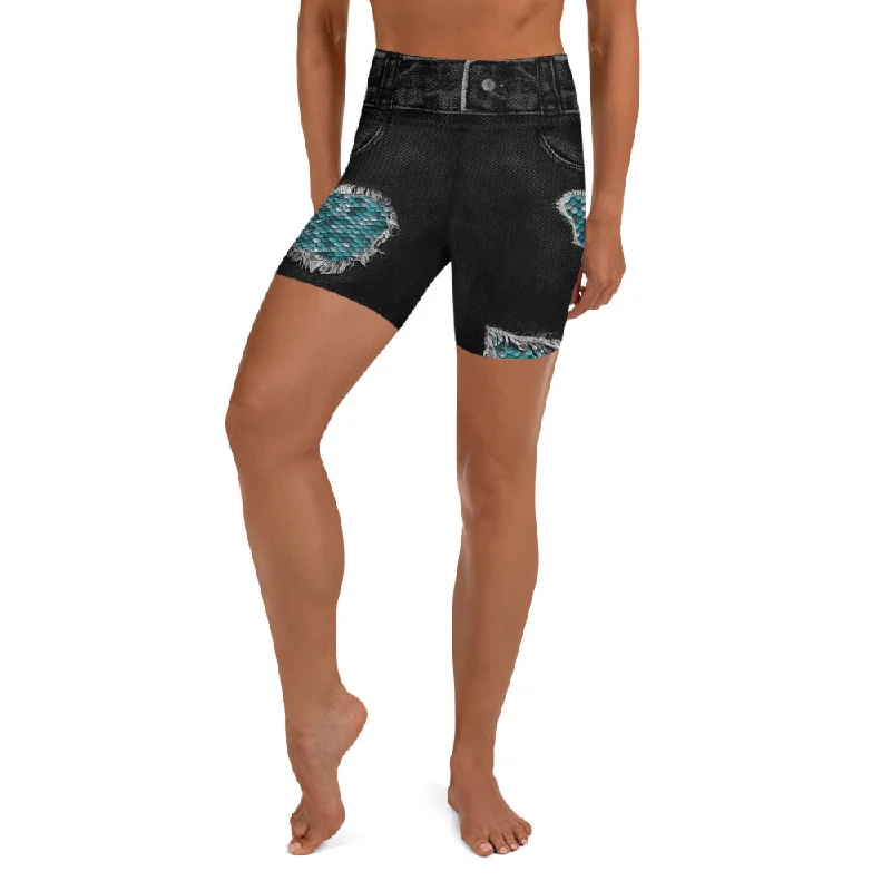 Luxury Style Mermaid Scales Yoga Shorts