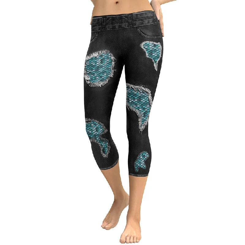 Fashionable Prints Mermaid Scales Capris
