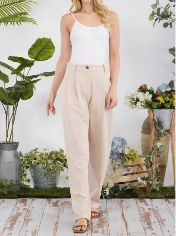 Minimal Style High Waisted Trouser In Taupe