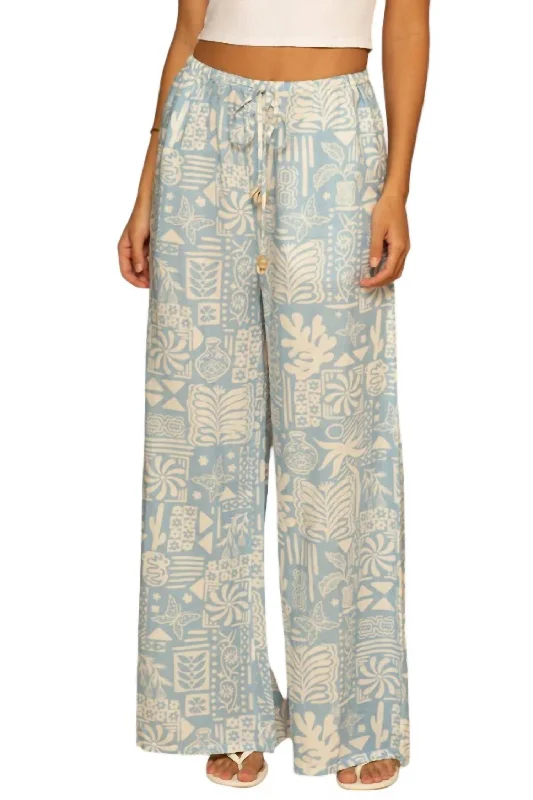 Feminine Charm Beaded Beach Pant In Caribbean