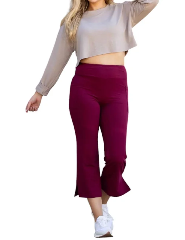 British Style Courtney High Waisted Gaucho Pants In Maroon
