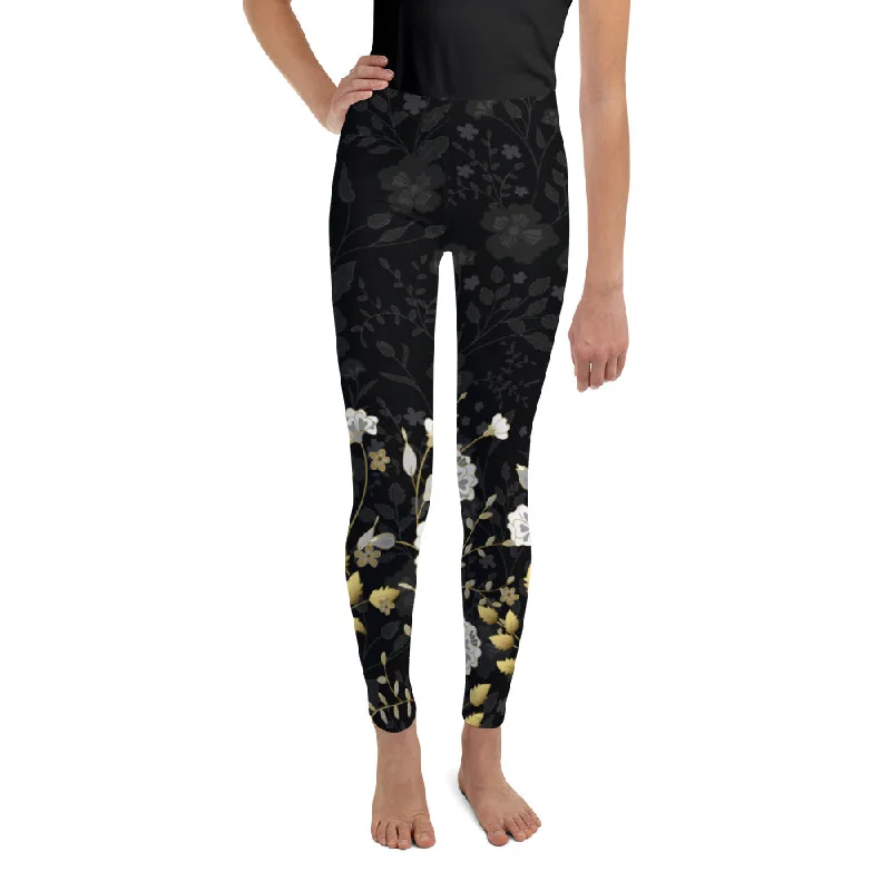 End Of The Year Golden Floral Youth Leggings