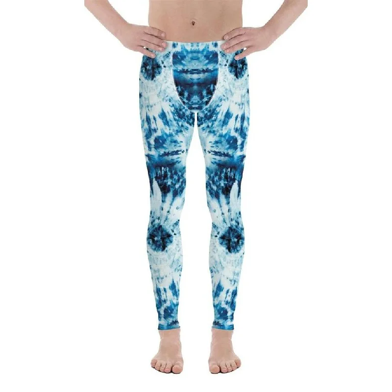 Stretch Design Tie Dye Indigo Men's Leggings