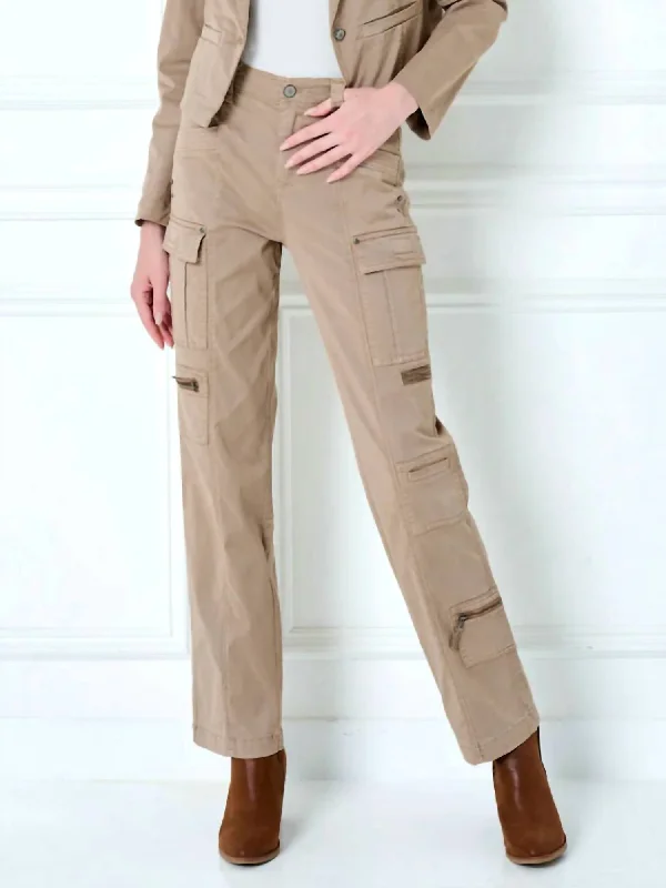 Celebrity Style Wrenley Stretch Twill Lyocell Cargo Pant In Buckwheat