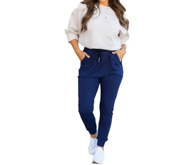 Elegant And Charming Nora Joggers In Navy
