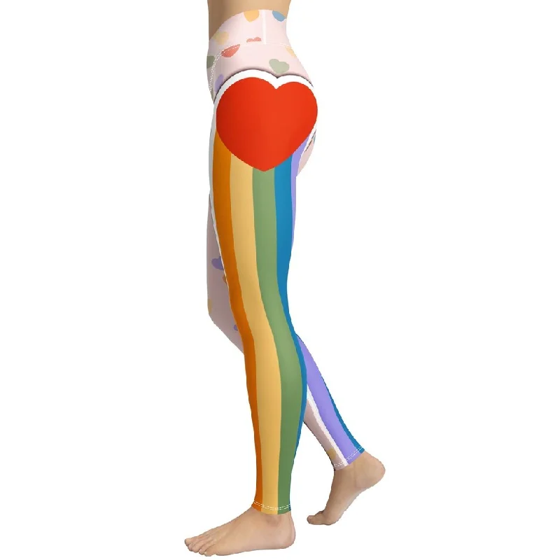 Simple And Comfortable Rainbow Love Yoga Leggings