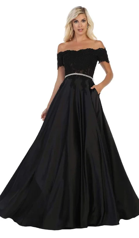Tailored Coats May Queen - MQ1639 Lace Off-Shoulder A-Line Dress