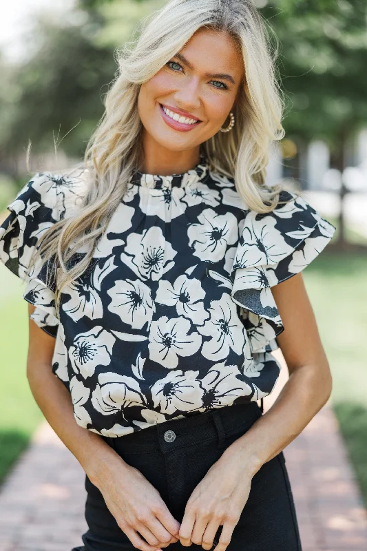 Trendy Looks All Heart Black Floral Blouse