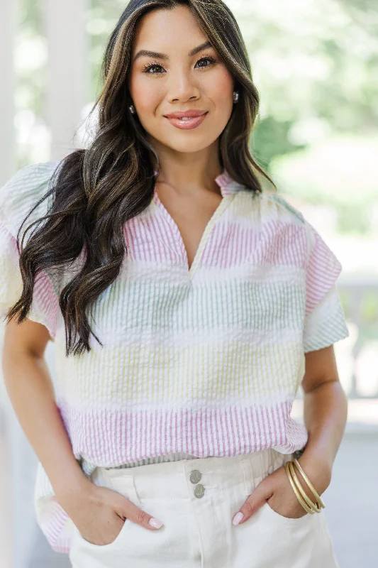 Versatile Casuals You Got This Pink Striped Blouse