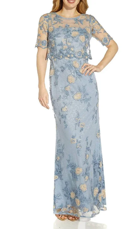 Modern Chic Adrianna Papell AP1E209538 - Illusion Floral Long Gown