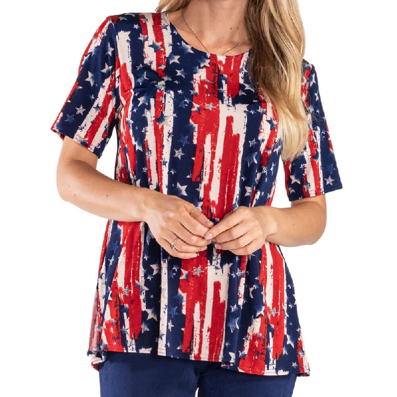 Boho Menswear Women's Made in USA Stars and Stripes Short Sleeve Tunic