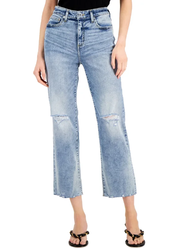 Advanced Customization Women's Ripped Washed Jeans,Light Blue