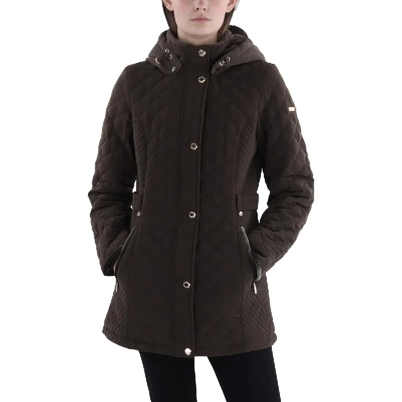 Chic Outfits Laundry by Shelli Segal Womens Faux Fur Hooded Quilted Coat