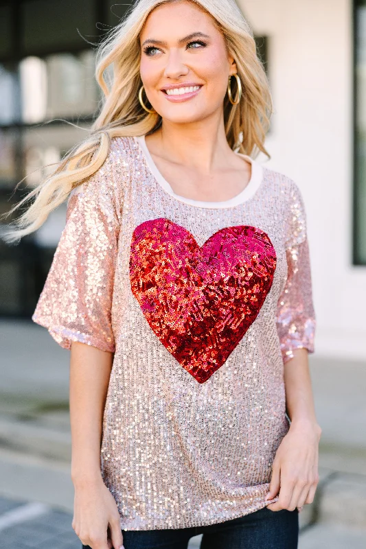Soft Layers Love Shine Rose Gold Heart Top