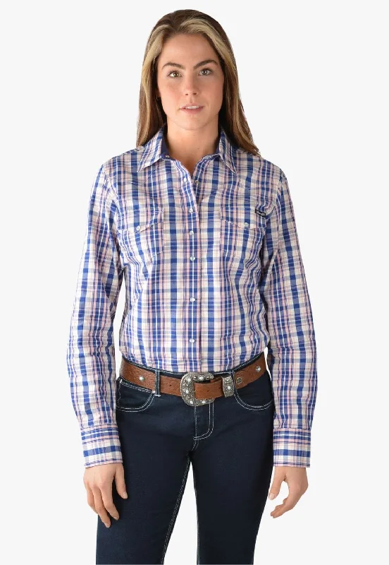 Easy Fashion Wrangler Womens Isabelle Check Western Long Sleeve Shirt