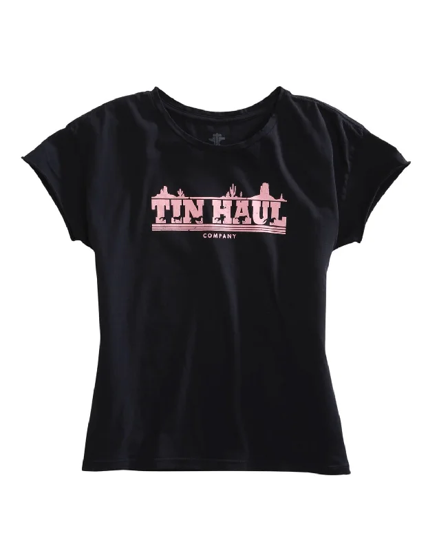 Smart Comfort Wear Tin Haul Womens Black 100% Cotton Pink Running Horses S/S T-Shirt Smart Comfort Wear Tin Haul Womens Black 100% Cotton Pink Running Horses S/S T-Shirt