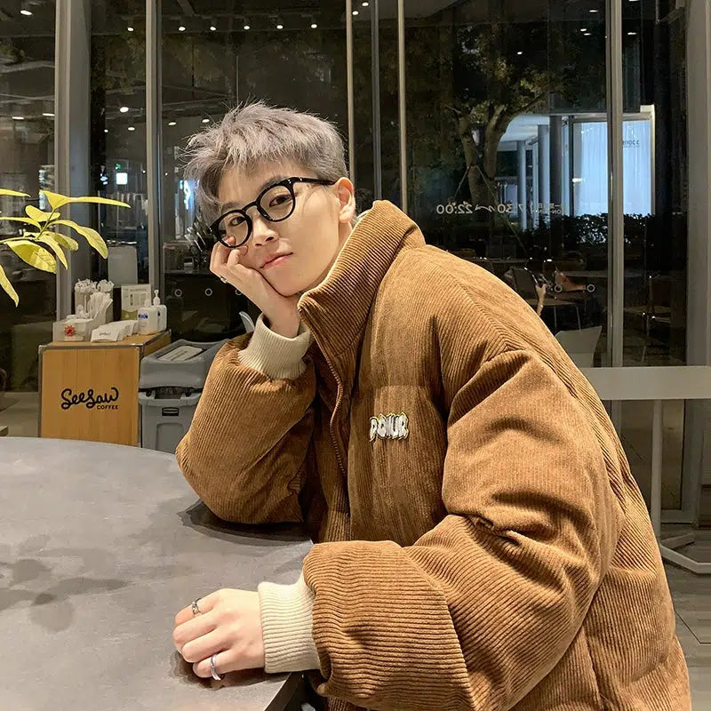 Light Comfort Stand Collar Corduroy Jacket