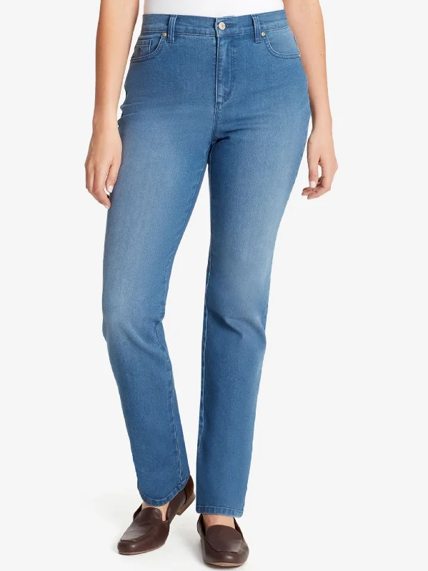 Mid-length Style Women's Washed Jeans,Blue