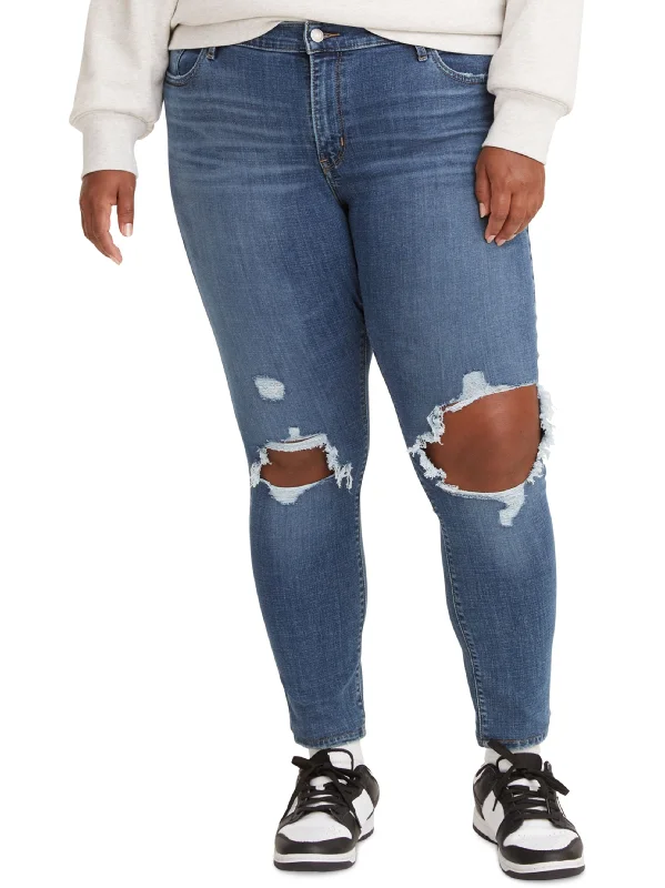 Casual Street Women's Ripped Washed Jeans,Blue