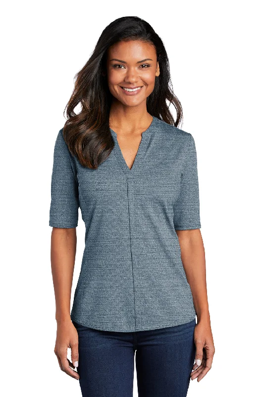 Soft Casuals Port Authority Womens Moisture Wicking Short Sleeve Polo Shirt - Regatta Blue/Gusty Grey Soft Casuals Port Authority Womens Moisture Wicking Short Sleeve Polo Shirt - Regatta Blue/Gusty Grey