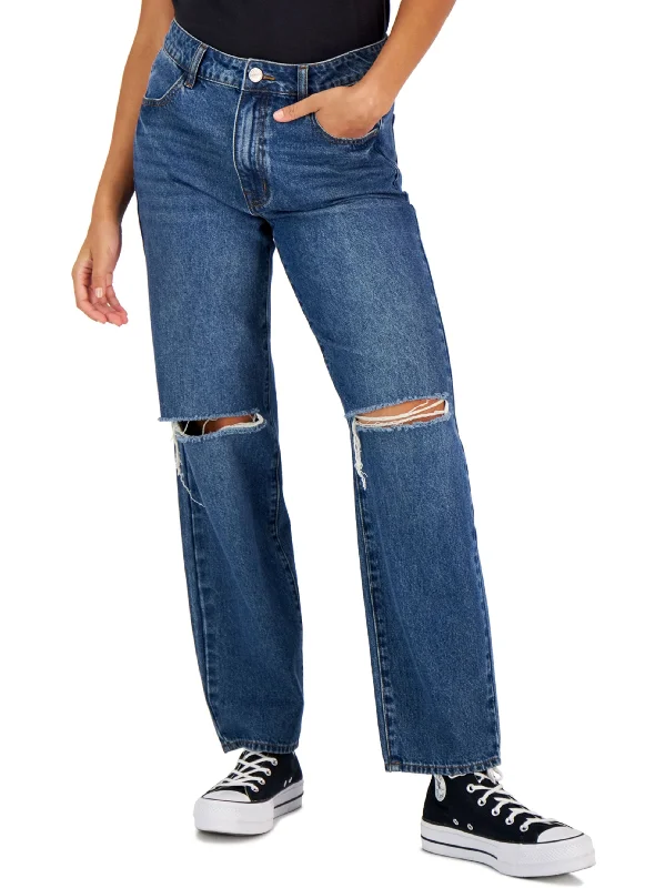 Fashionable And Versatile Women's Ripped Washed Jeans,Blue