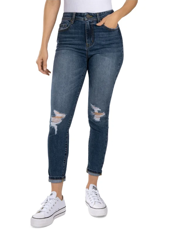 Cool Summer Women's Ripped Washed Jeans,Blue
