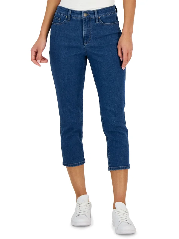 Celebrity Style Women's Plain Capri Jeans,Blue