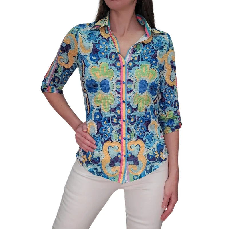 Trends David Cline Roll Up Sleeve Top - Azure