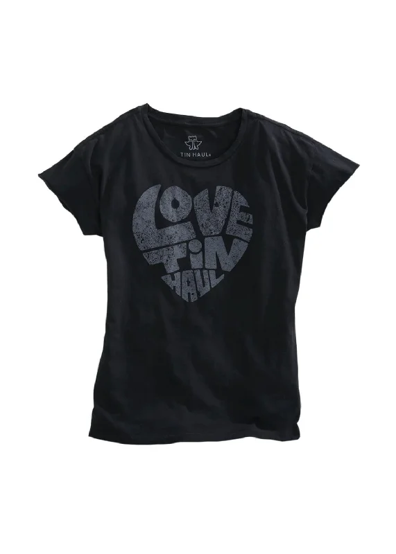 Sporty Comfort Tin Haul Womens Black 100% Cotton Love S/S T-Shirt