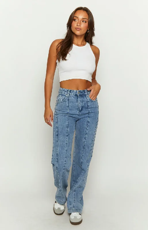 Simple Style Monae Mid Wash Denim Jeans