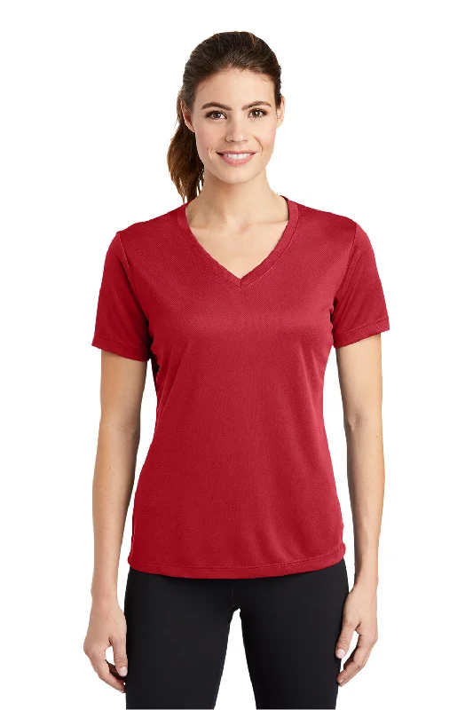 Simple Looks Sport-Tek Womens RacerMesh Moisture Wicking Short Sleeve V-Neck T-Shirt - True Red Simple Looks Sport-Tek Womens RacerMesh Moisture Wicking Short Sleeve V-Neck T-Shirt - True Red