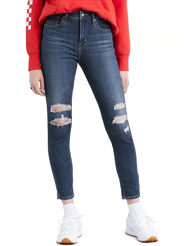 Romantic And Fresh Women's Ripped Washed Jeans,Blue