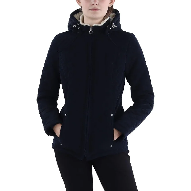 Soft Touch Laundry by Shelli Segal Womens Faux Fur Hooded Quilted Coat