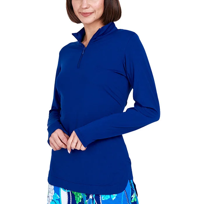 Personal Design G Lifestyle Long Sleeve Zip Mock Neck Top - True Navy