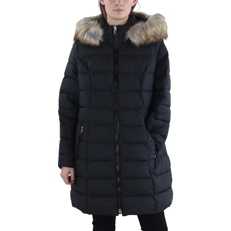 Breathable Comfort Laundry by Shelli Segal Womens Plus Faux Fur Trim Hooded Puffer Jacket