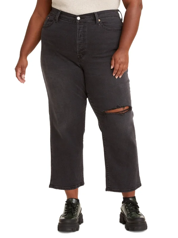 Nightclub Style Women's Ripped Jeans,Dark Grey