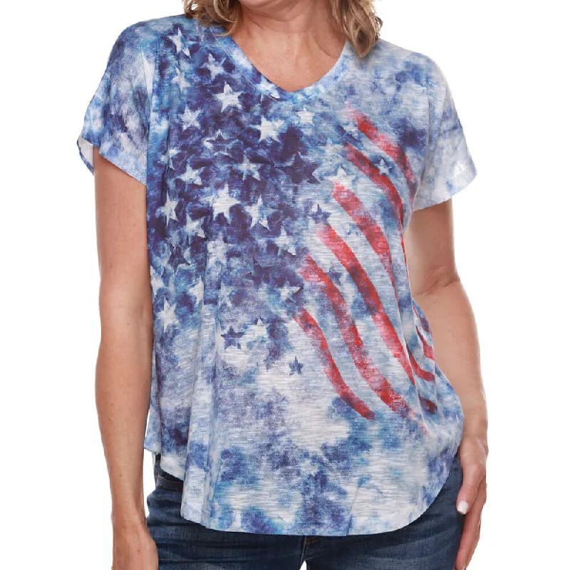 Cool Jackets Women's Made in USA V-Neck Stars and Stripes