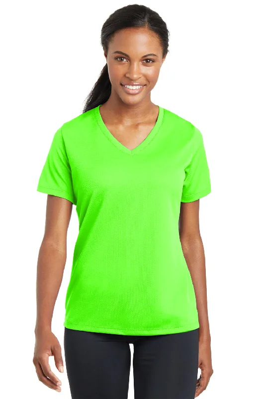 Cozy Apparel Sport-Tek Womens RacerMesh Moisture Wicking Short Sleeve V-Neck T-Shirt - Neon Green - Closeout Cozy Apparel Sport-Tek Womens RacerMesh Moisture Wicking Short Sleeve V-Neck T-Shirt - Neon Green - Closeout