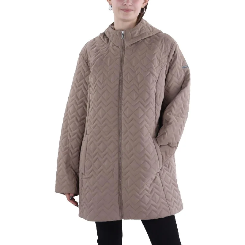 Soft Textures Laundry by Shelli Segal Womens Lightweight Hooded Quilted Coat