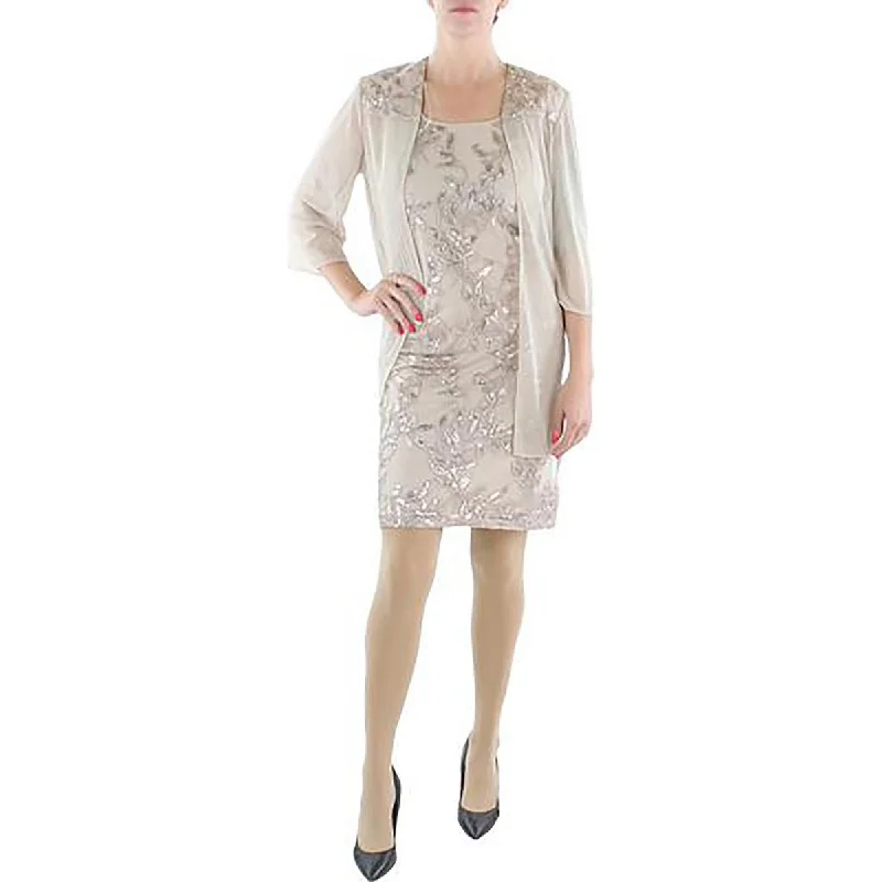 Easy Chic Womens Sequined Polyester Duster Blazer