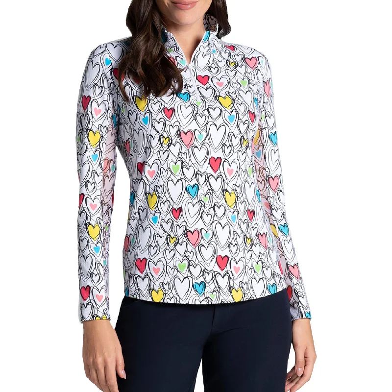 Effortless Style IBKUL Women's Millie Long Sleeve Mock Neck Top - Watermelon Multi