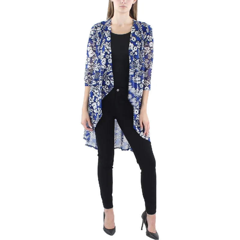 Everyday Style Womens Floral Print Drapey Open-Front Blazer