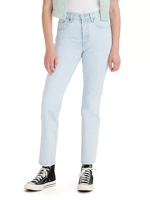 Unique Design Women's Washed Jeans,Light Blue