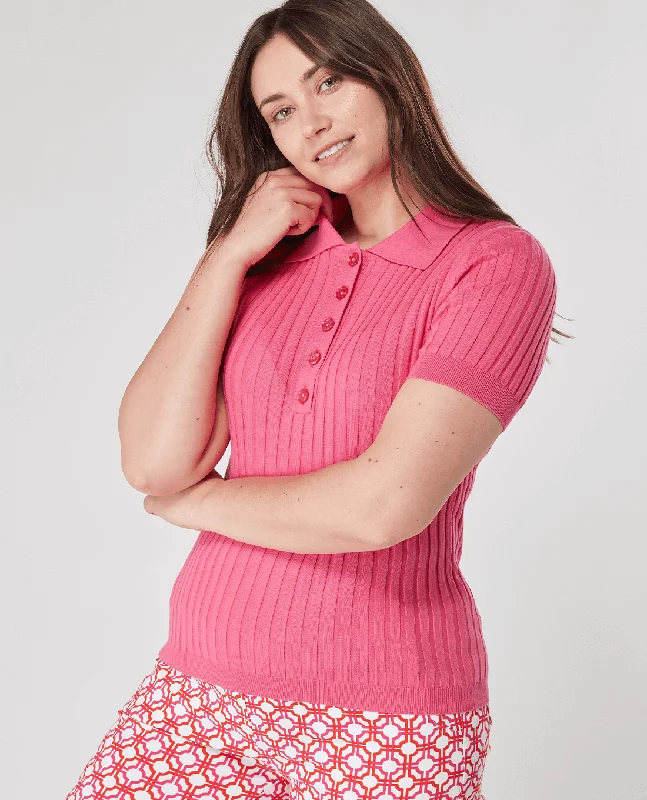 Classic Comfort SIZE L - SWING OUT SISTER Abigail Knitted Polo Lush Pink