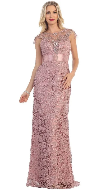 Stylish Ease May Queen - Cap Sleeve Floral Lace Evening Gown RQ7182