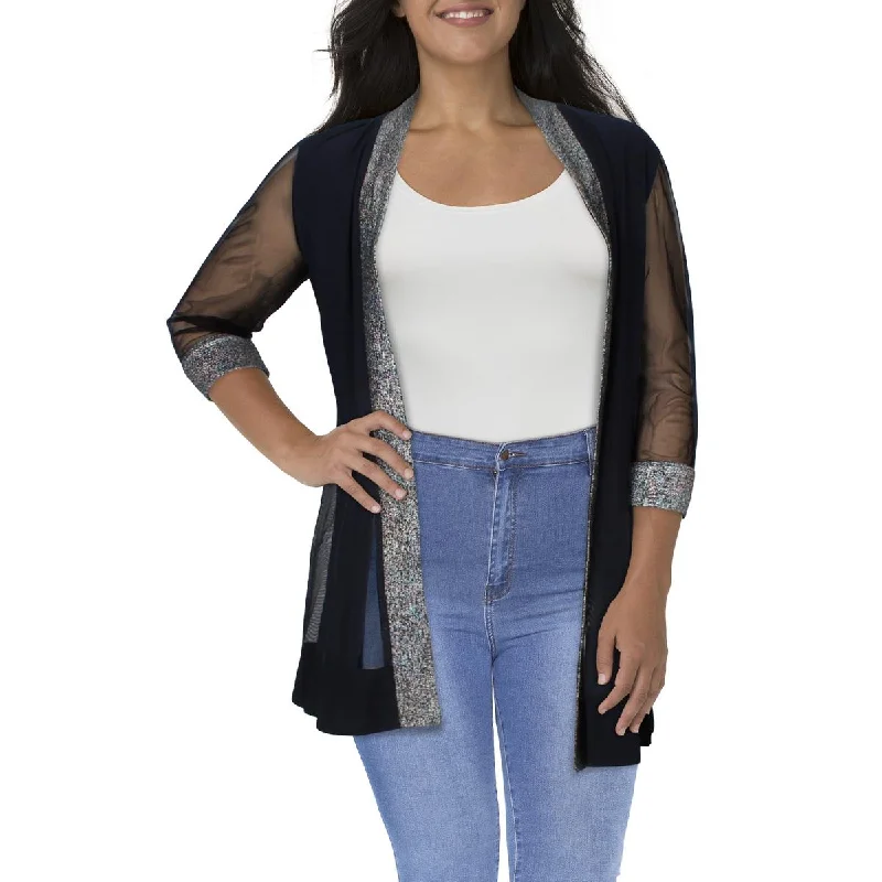 Soft Style Womens Metallic Polyester Duster Blazer