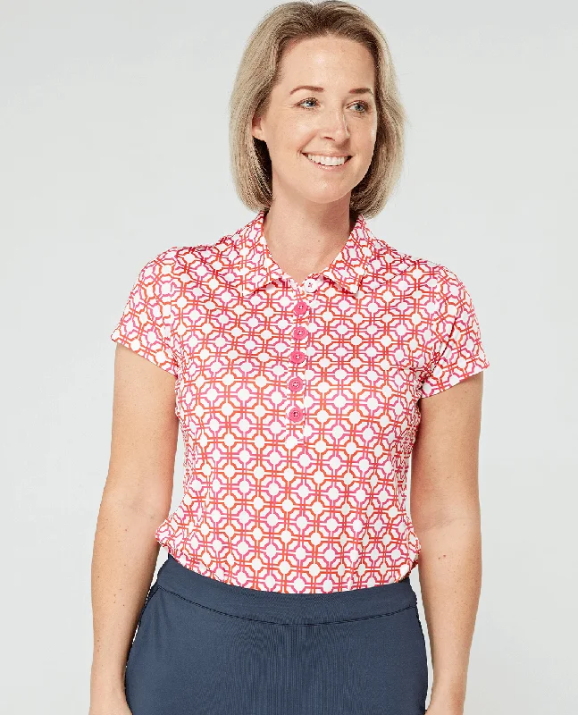 Comfortable Chic SIZE S - SWING OUT SISTER Autograph Polo Lush Pink & Mandarin