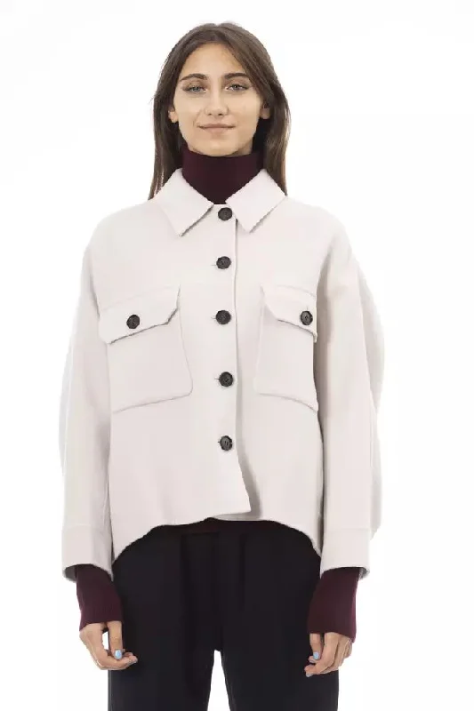 Comfy Chic Wear Alpha Studio Chic Woolen White Shirt Women's Jacket